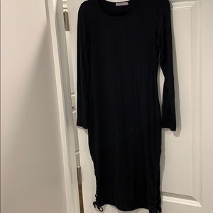 black cotton midi dress